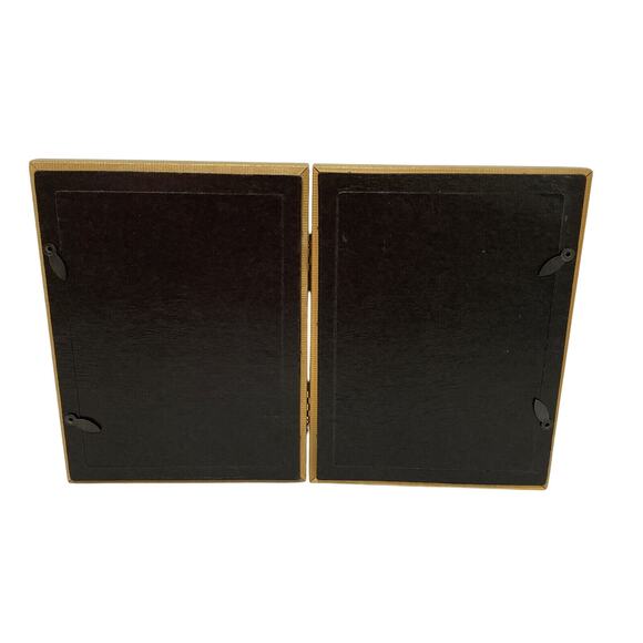 Gold Frame Double Photo Holder Textured Embossed Finish Art Deco Cottage Chic - Picture 8 of 8